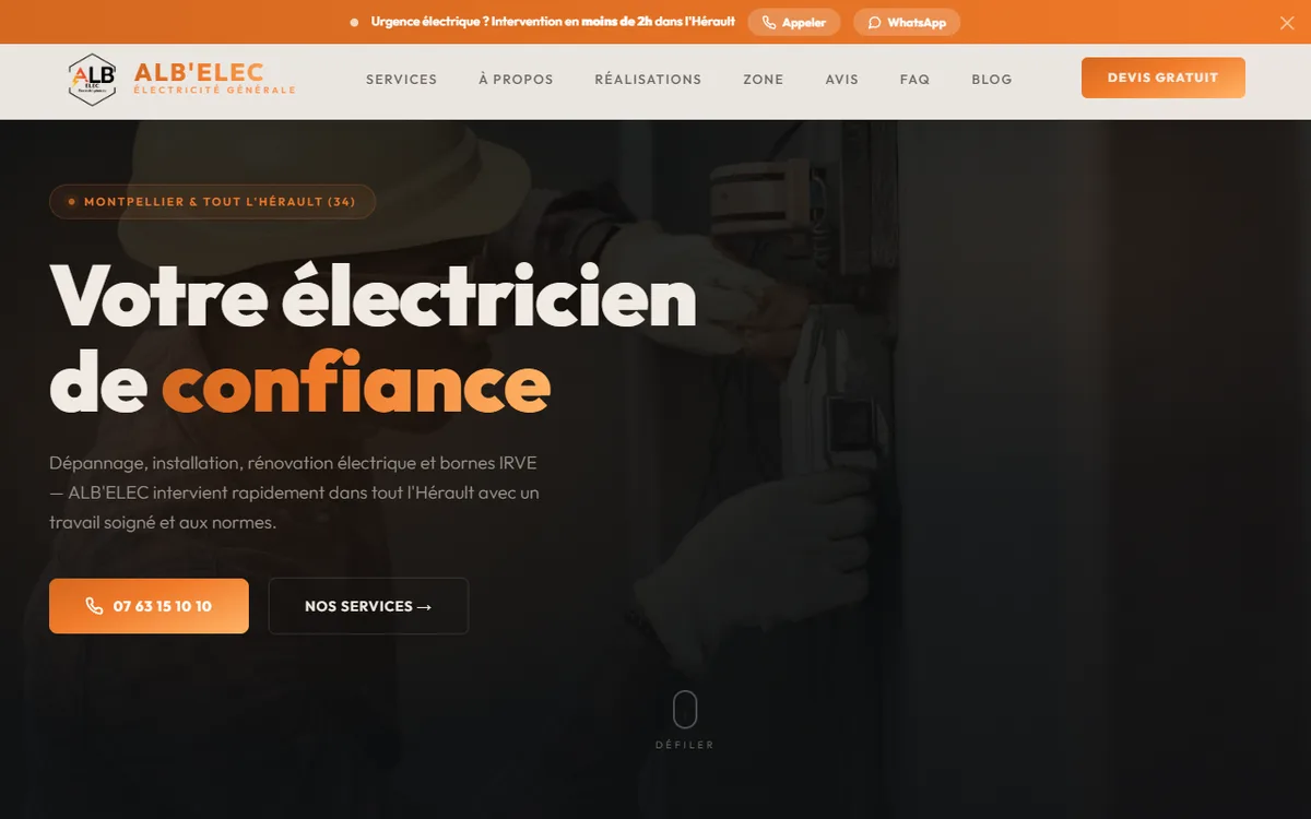 Accueil ALB'ELEC, électricien certifié à Saint-Jean-de-Védas