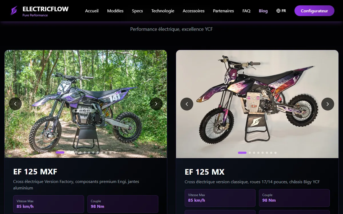 Specifications techniques des modèles EF 125 MX et MXF