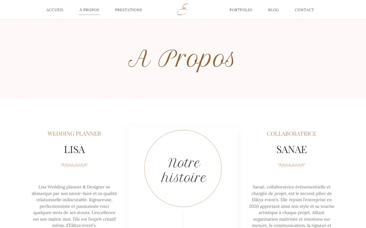 Pages mariages du site Elikya Events