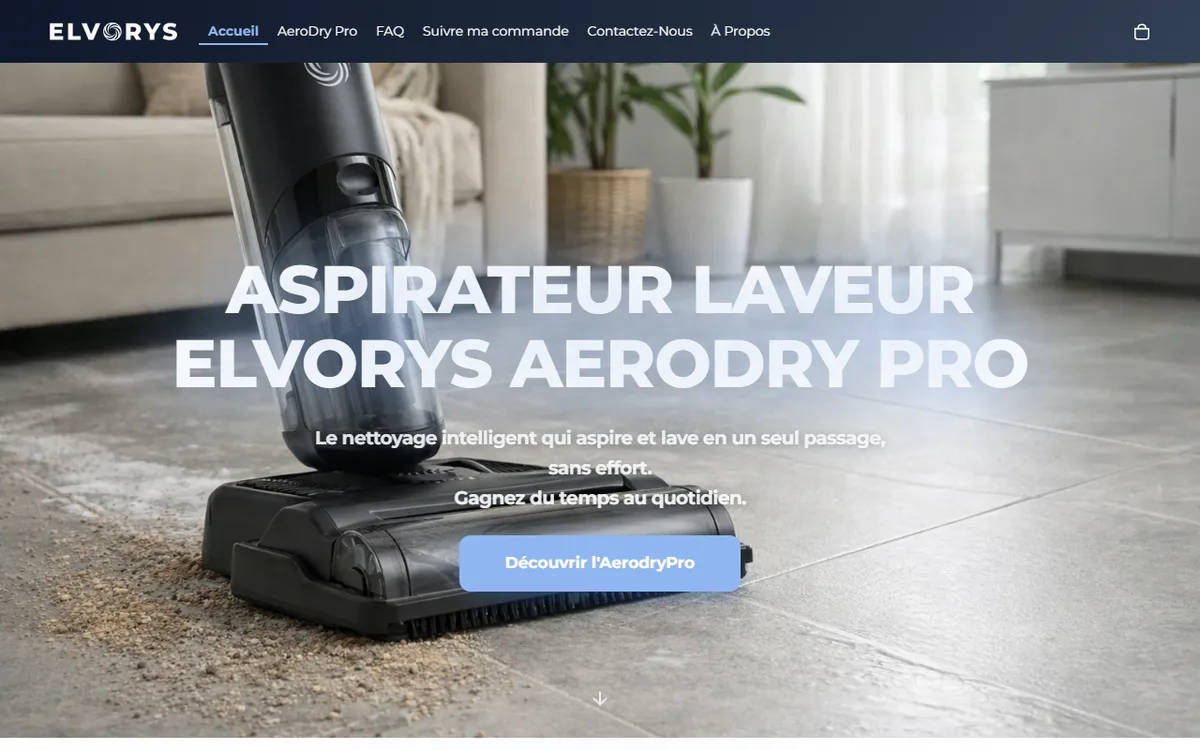 Accueil Elvorys, aspirateur laveur AeroDry Pro