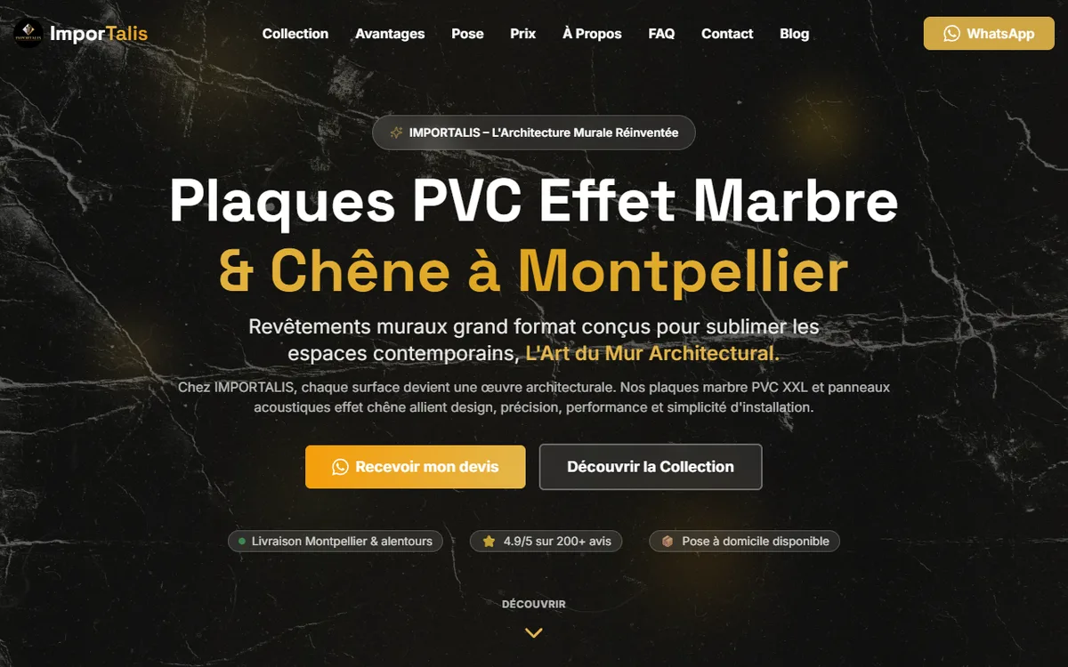 Accueil ImporTalis, panneaux muraux PVC effet marbre