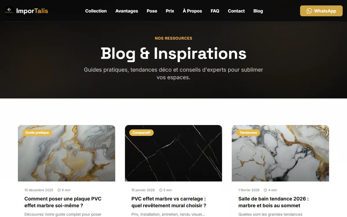 Collection filtrable de panneaux marbre & bois