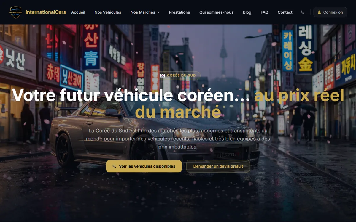Page import depuis la Corée