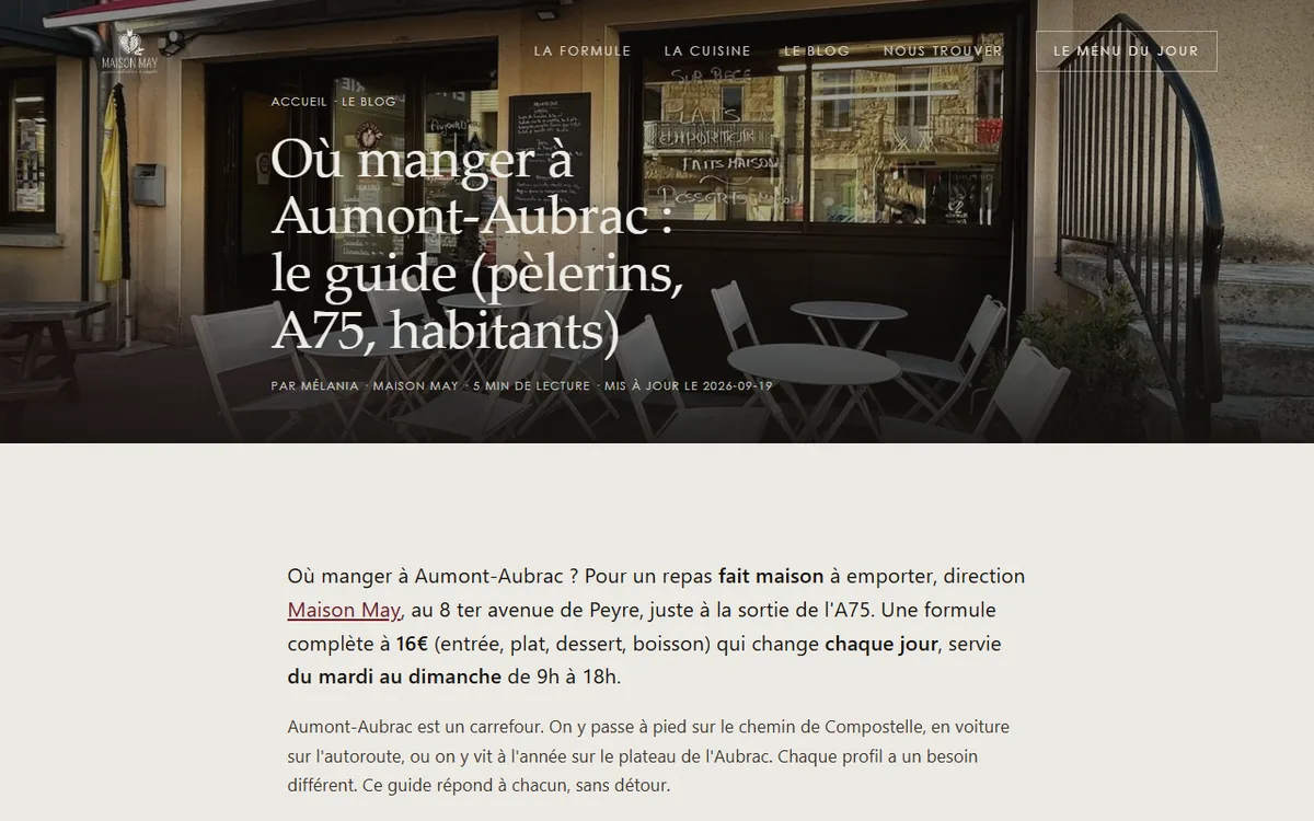 Section Compostelle et A75 du site Maison May