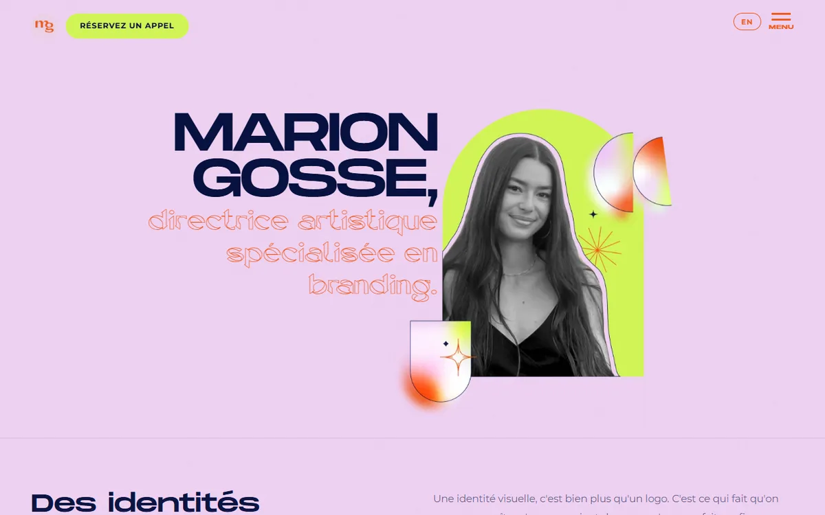 Page projets avec portfolio filtrable de Marion Gosse