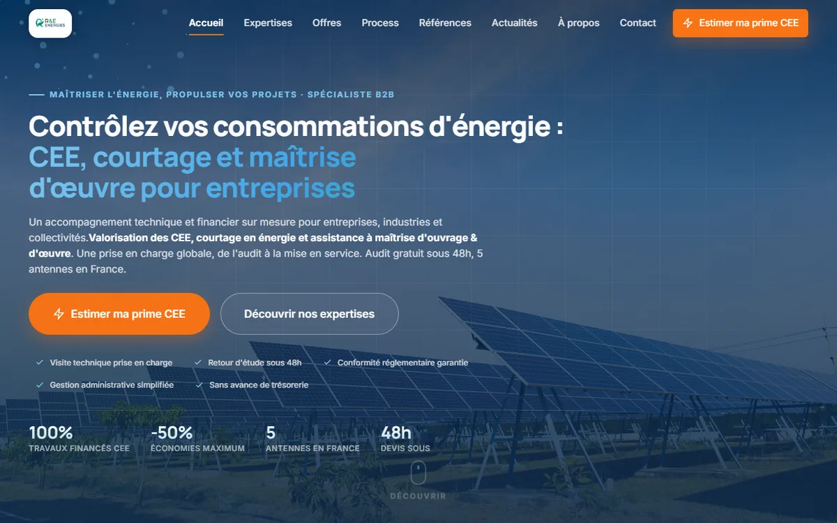 Accueil R&E Energies, spécialiste CEE B2B