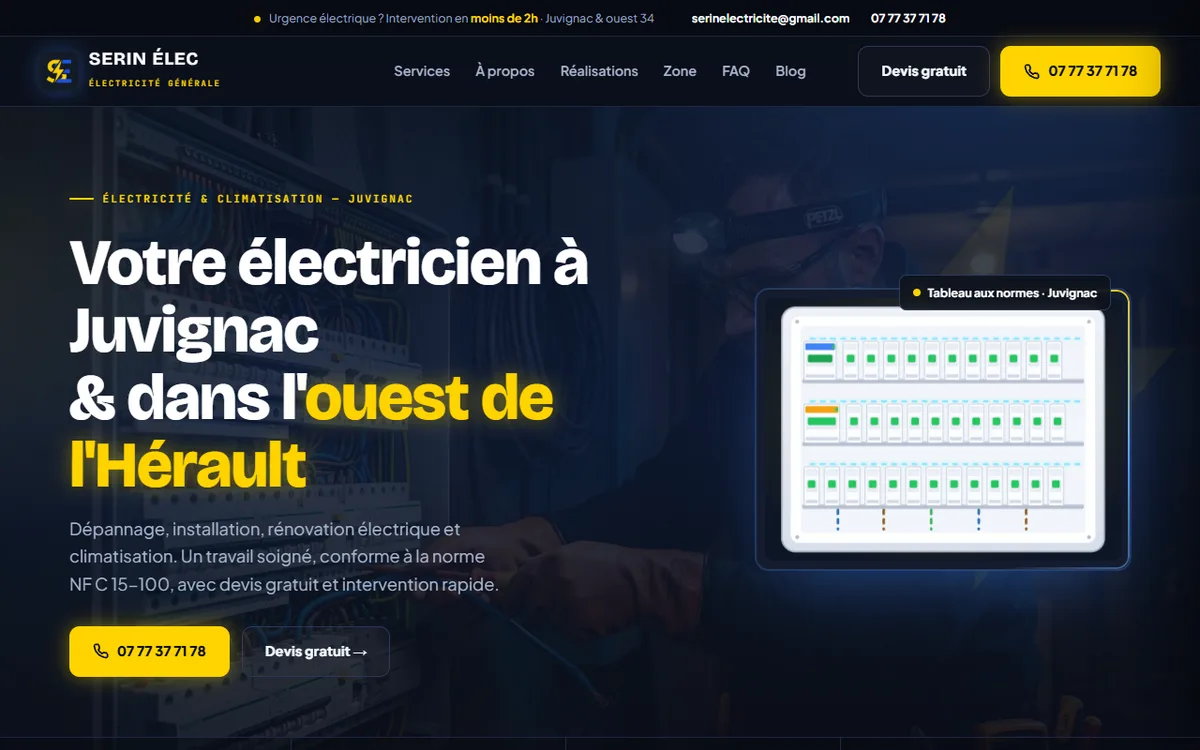 Accueil Serin Élec, électricien à Juvignac