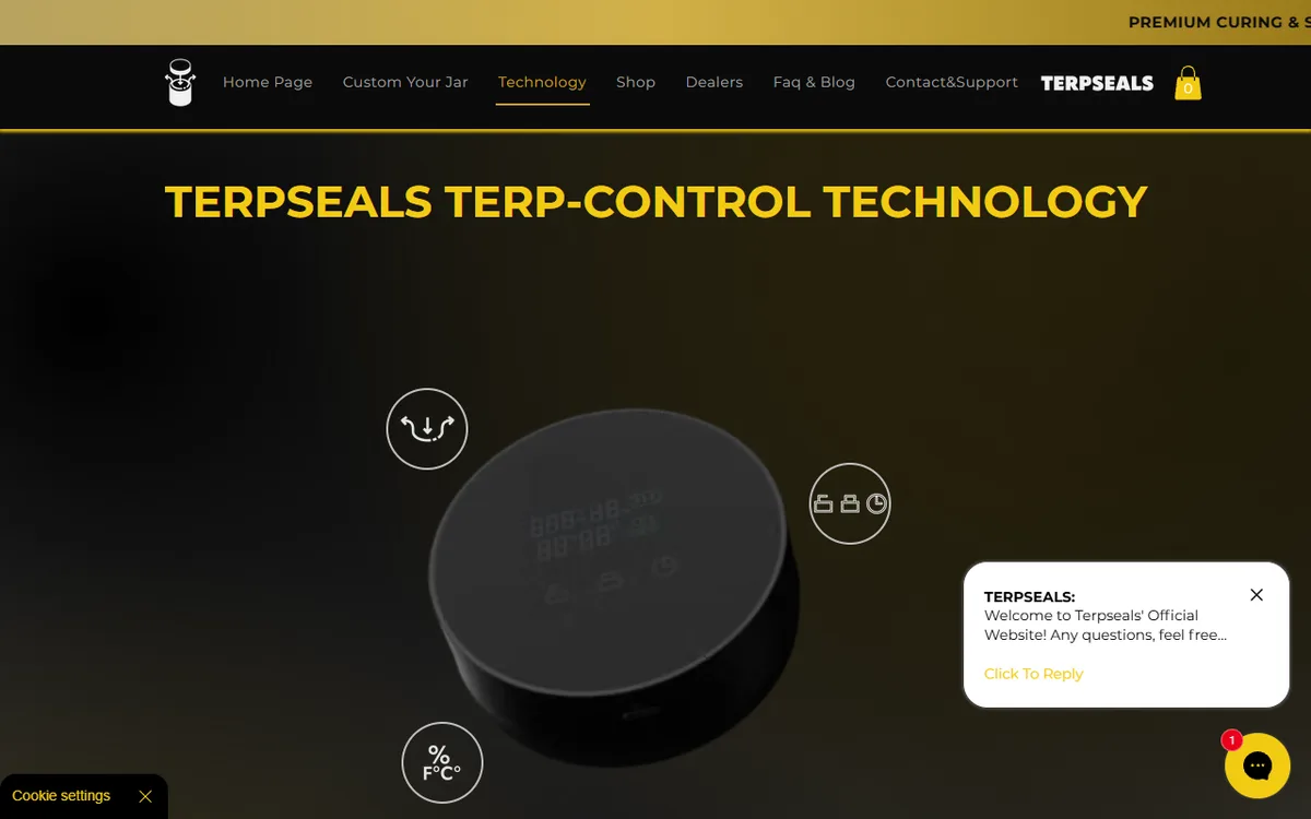 Page de personnalisation des bocaux TerpSeals