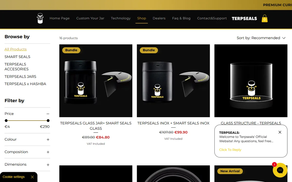 Boutique et gamme de produits TerpSeals