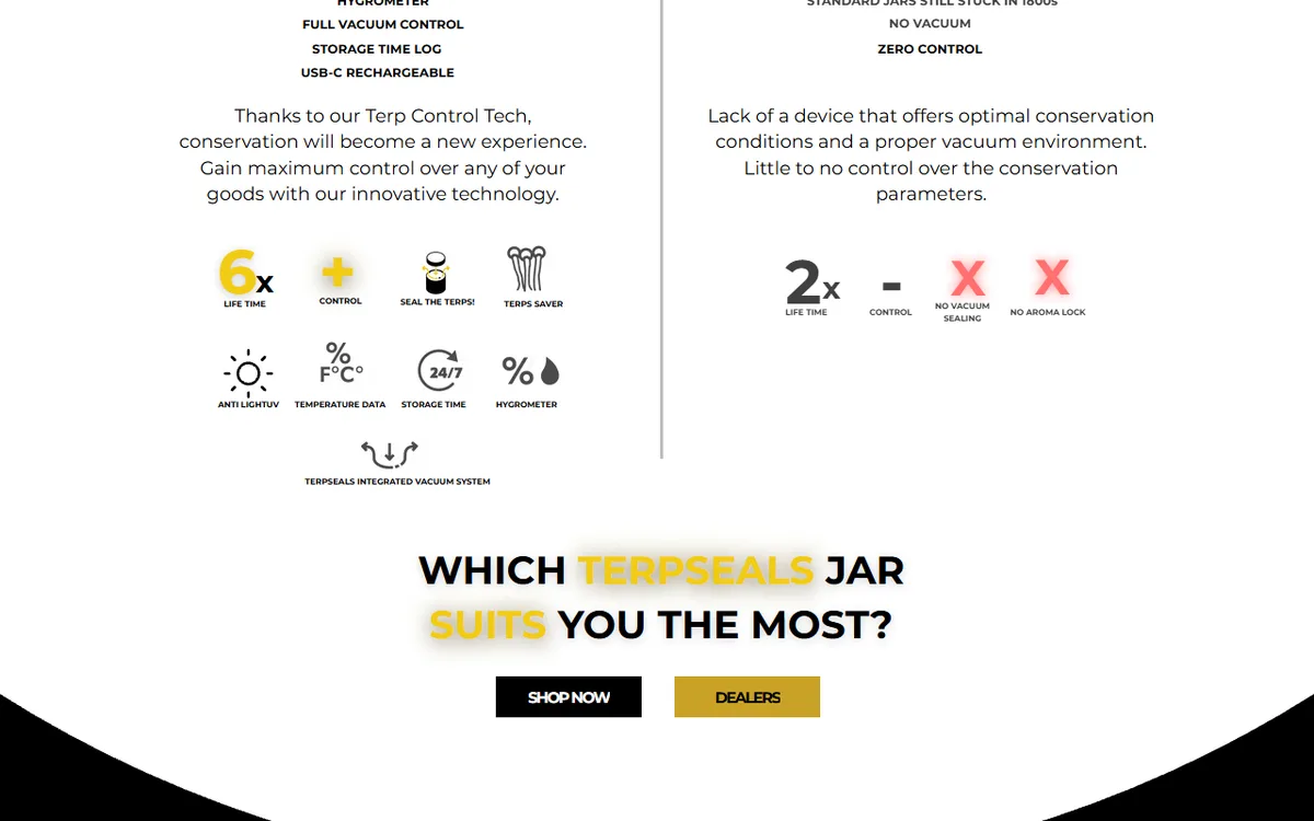 Comparatif entre le bocal connecté Terpseals et un bocal standard