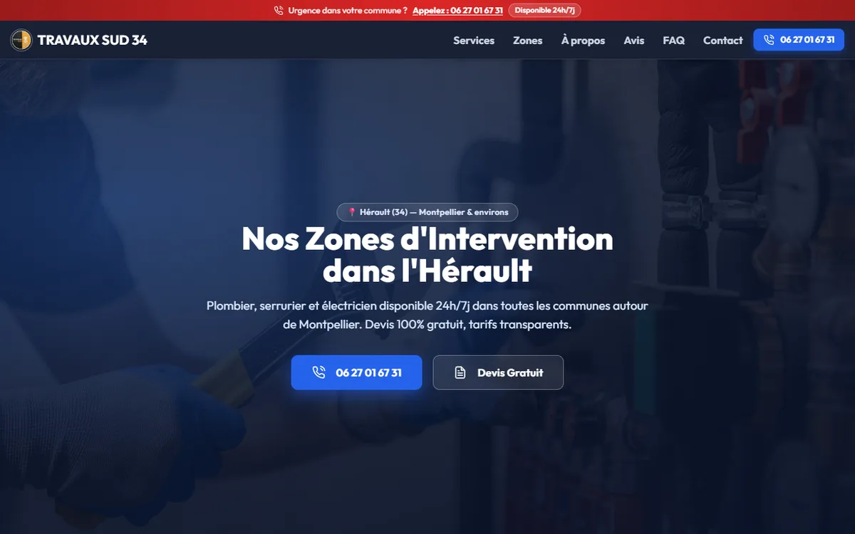 Section services : plomberie, serrurerie, électricité