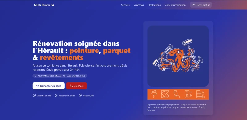 Multi Renov 34 – Site Vitrine par SDR Web, agence web Montpellier